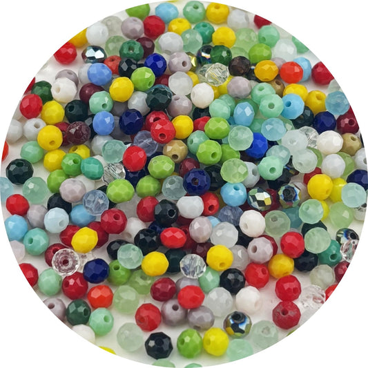 Pinhoollgo 400pcs 4mm Crystal Glass Beads Faceted Rondelle Glass Spacer Beads for Bracelets Necklace Pendants Earrings Key Chains Jewelry Making(Random Colors)