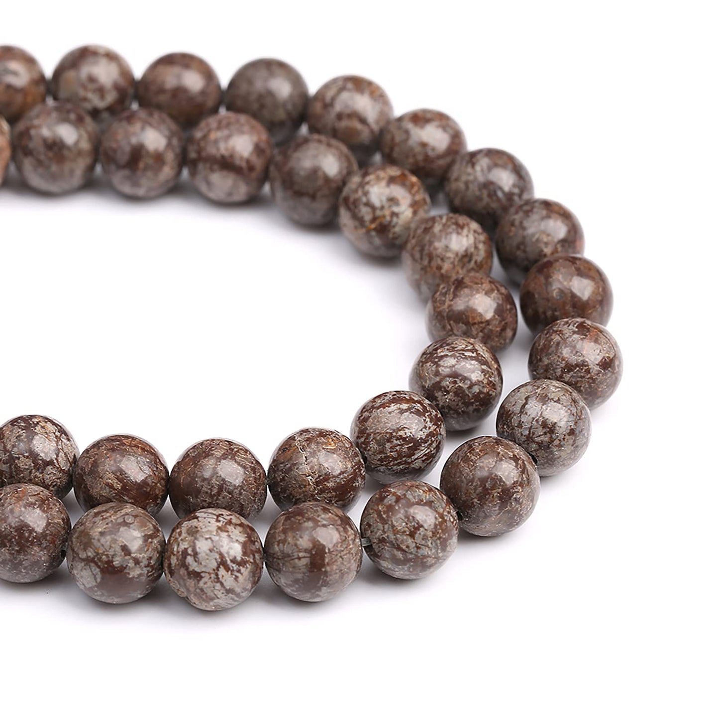 10MM 38PCS Natural Stone Brown Snowflake Jasper Obsidian Loose Beads for Jewelry Making DIY Bracelet