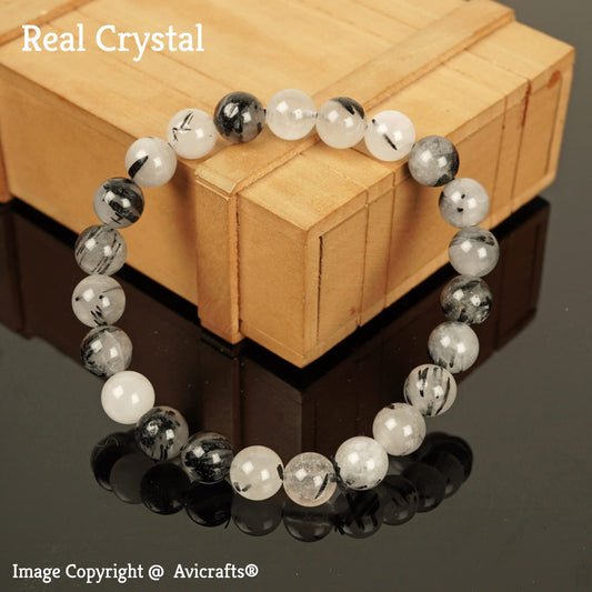 Avicrafts Black Rutile Bracelet Gemstone Bracelet Healing Yoga - Gemstone Beaded Stretch 8mm - Stone