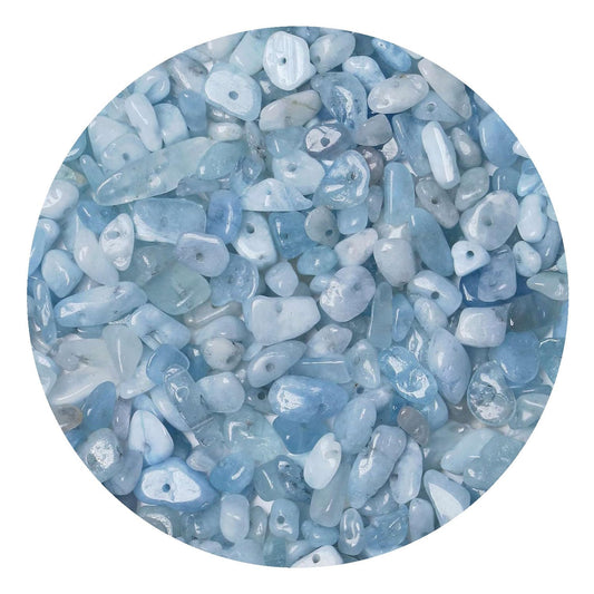 Natural Chip Stone Beads 450pcs Aquamarine Chips 5-8mm Genuine Real Irregular Healing Crystal Rocks Hole Drilled DIY Loose Gemstone Beads for Jewelry Making Bracelet Earrings Necklace Crafting