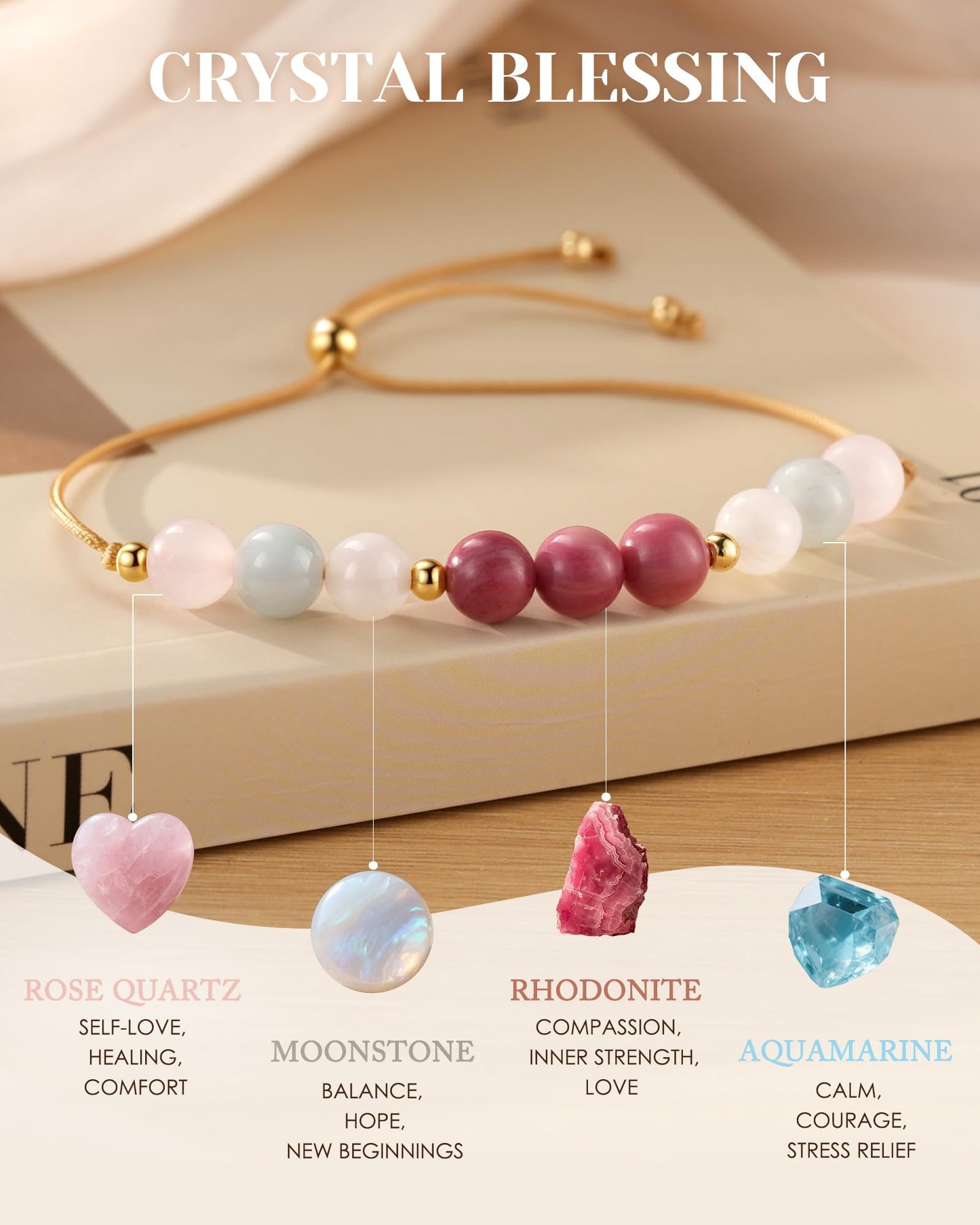 HGDEER Get Well Soon Gifts for Women, Healing Crystals Stones Cards Thinking of You Feel Better After Surgery Encouragement Bracelet