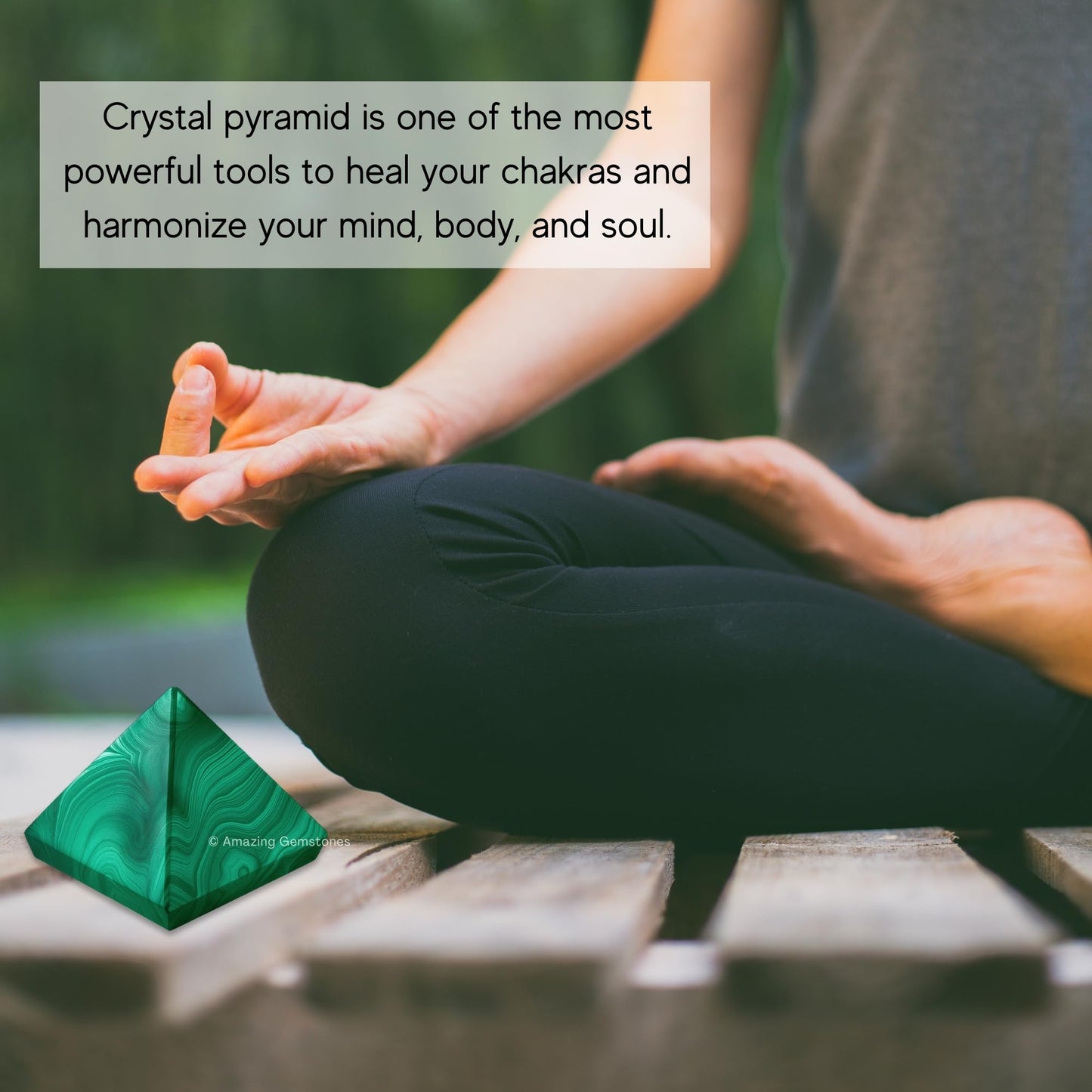 Amazing Gemstone Malachite Pyramid Crystal Healing Stones - 1" Great Pyramid Figurine of Natural Stone Pyramid for Meditation, Reiki, Chakra Balancing and Crystal Pyramids Grid