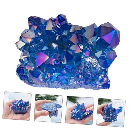 IMIKEYA 2pcs Sapphire Cluster Blue Crystal Stones Geode Specimen Drusy Geode Aquarium Crystal Stone Crystal Sculpture Spiritual Blue Healing Tumbled Gem Clusters Amethyst Cluster Mineral