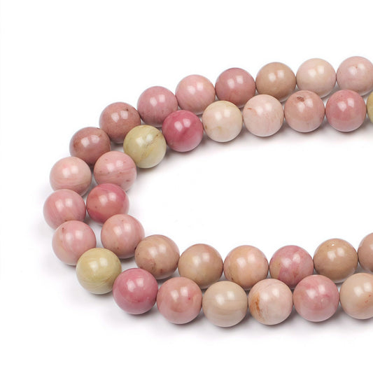 MJDCB Natural Red Stripes Rhodonite Round Stone Beads for Jewelry Making DIY Bracelet Necklace (8mm)