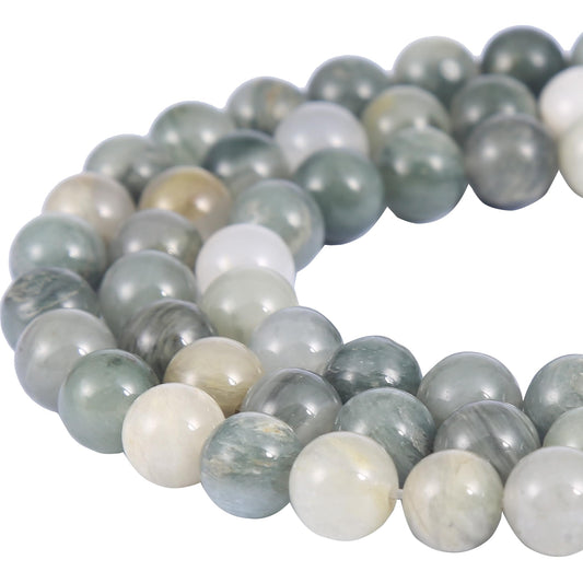 Natural 8mm Green Amphibole Gemstone Beads Energy Healing Crystal Round Loose Stone Beads for Jewelry Making, DIY Bracelets Necklaces