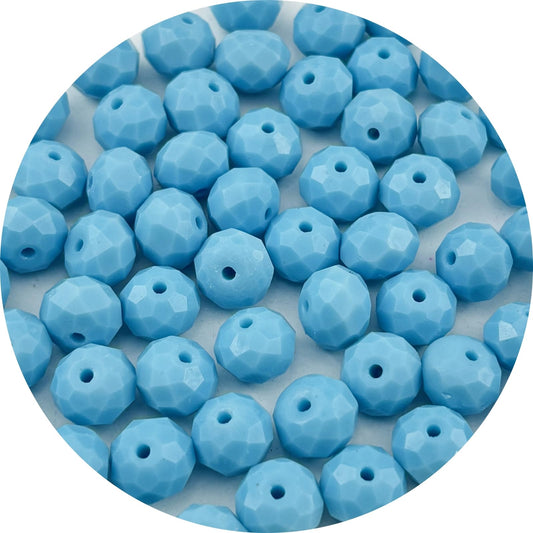 Pinhoollgo 60pcs 10mm Crystal Glass Beads Faceted Rondelle Glass Spacer Beads for Bracelets Necklace Pendants Earrings Key Chains Jewelry Making(Lake Blue Porcelain)