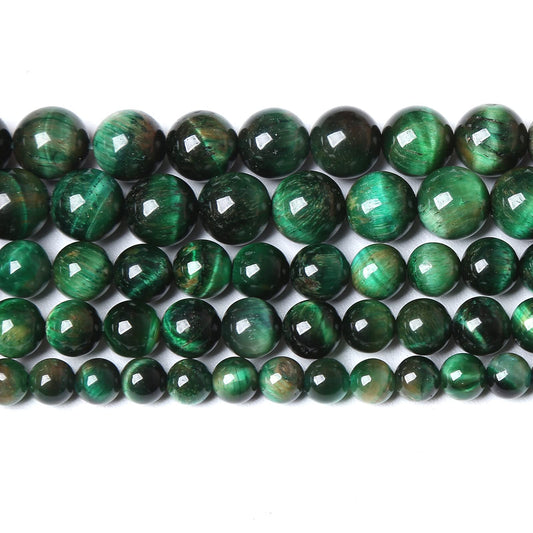Natural Green Tiger Eye Stone Beads Round Loose Beads Energy Gemstone Healing Power for Jewelry Making 1 Strand 8mm 46pcs 15"
