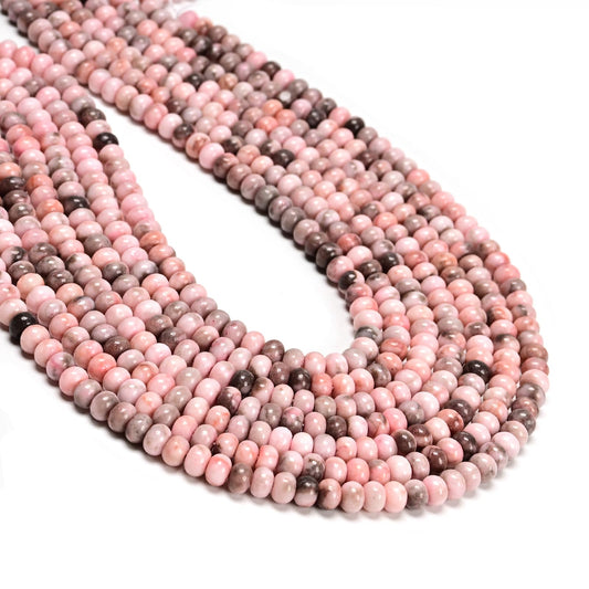 ICAI 4x6mm Natural Rondelle Beads – Loose Gemstone Spacers for DIY Jewelry Making (Pink Zebra Jasper)