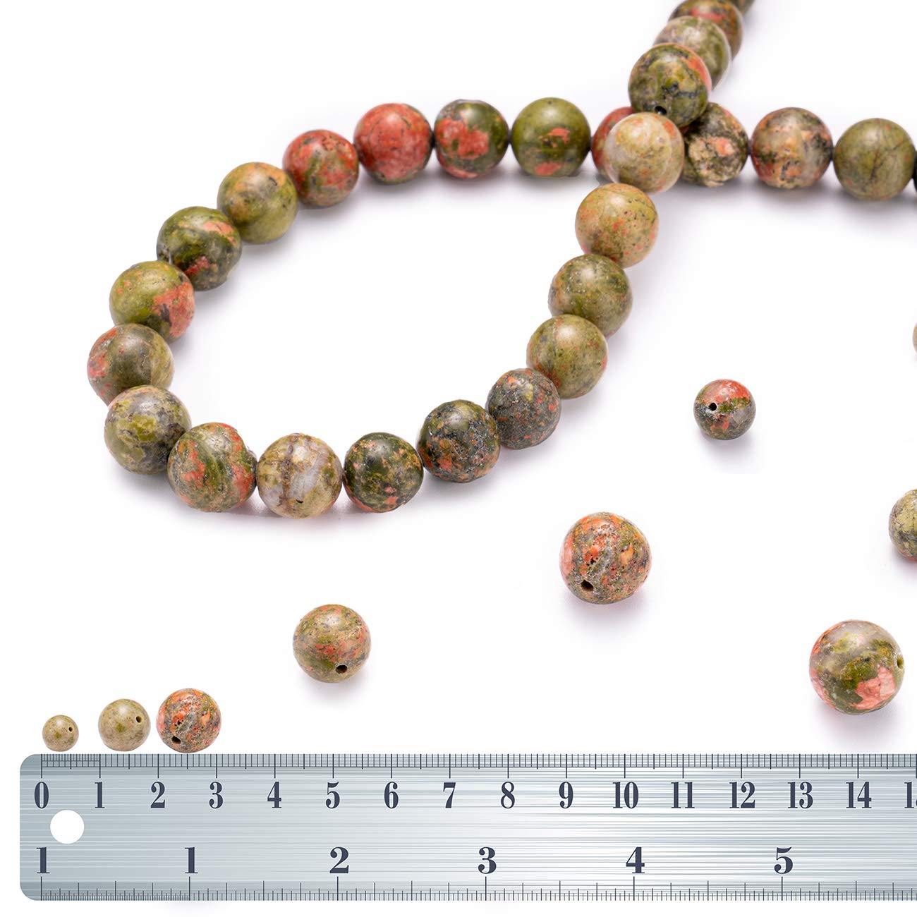 BEADIA Natural Unakite Stone Round Loose Semi Gemstone Beads for Jewelry Making 8MM 44PCS