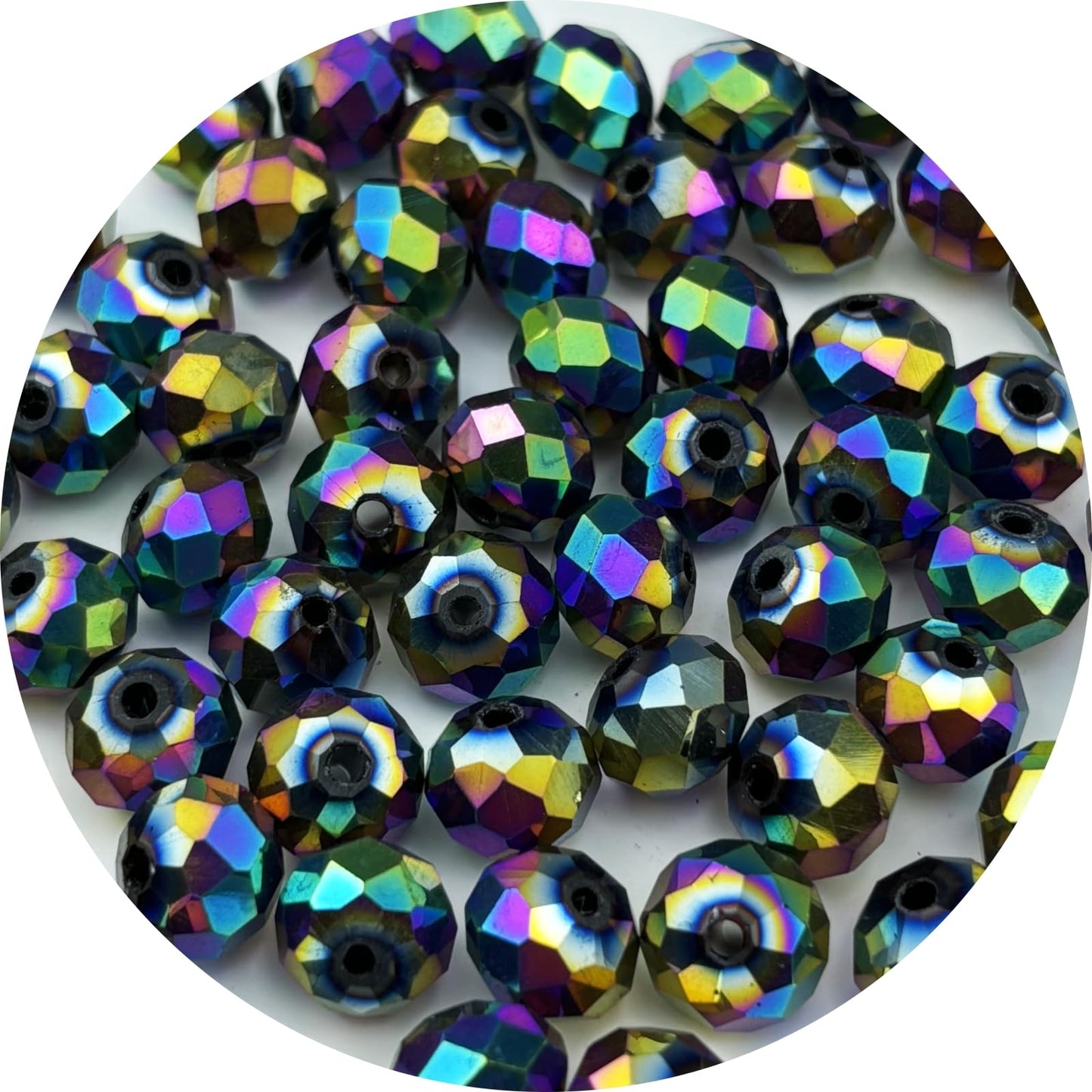 YUEXIGO 60pcs 10mm Crystal Glass Beads for Jewelry Making, Faceted Rondelle Glass Spacer Beads for Wind Chimes Bracelet Earring Necklace DIY Craft(Rainbow)