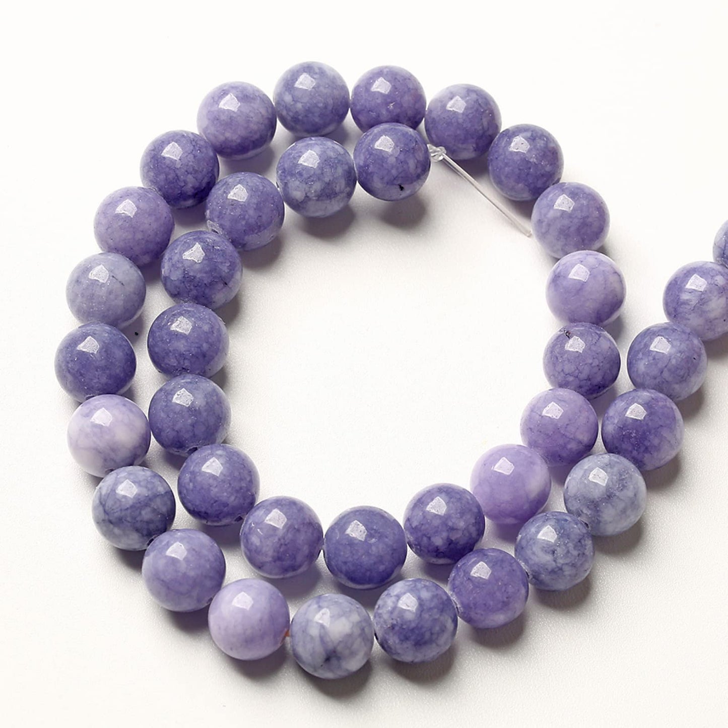 90PCS 8MM Lavender Purple Chalcedony Stone Loose Beads for Jewelry Making DIY Bracelet Necklace