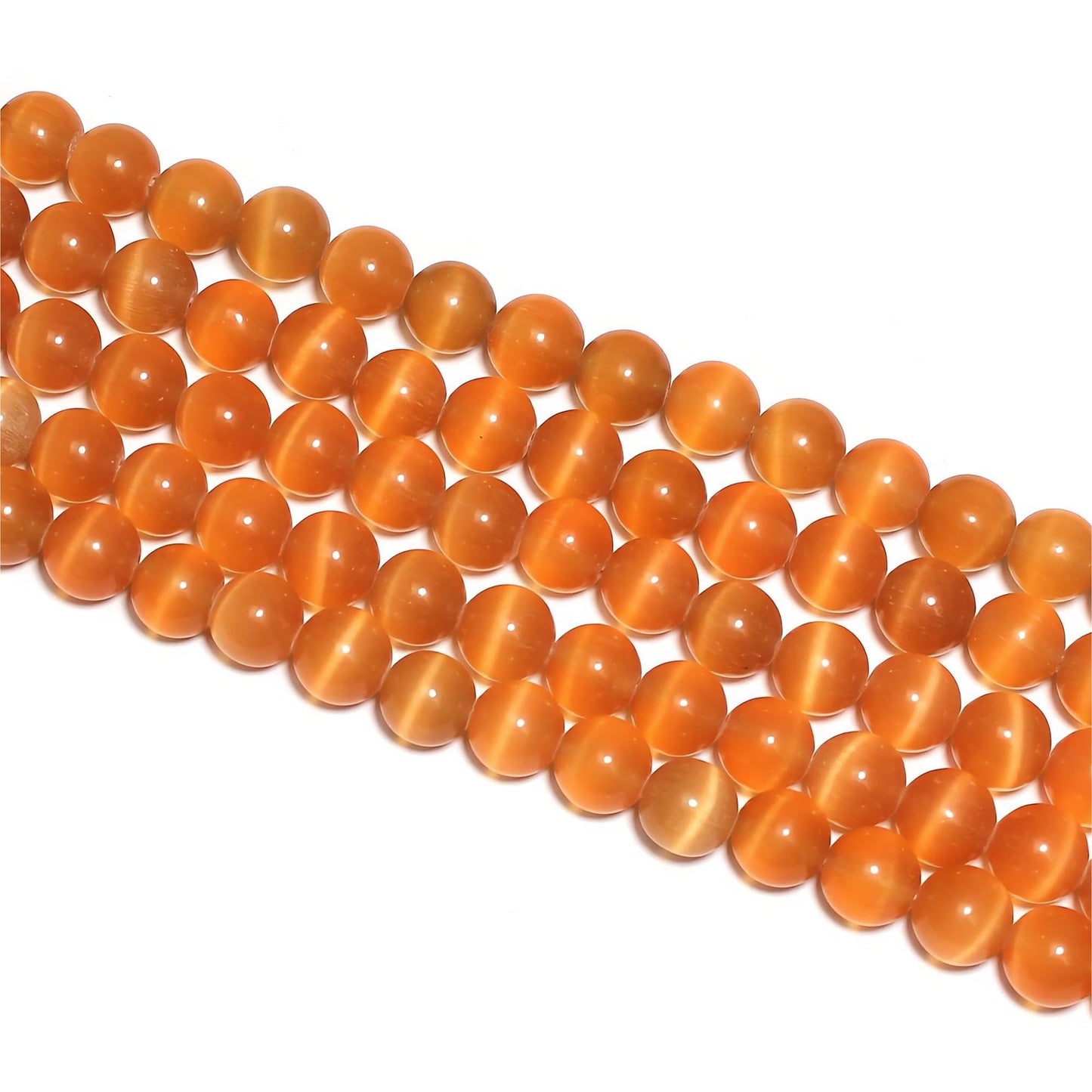 MJDCB 35pcs Orange Cat Eye Stone Beads 10mm Round Crystal Loose Bead for Jewelry Making DIY Bracelets Necklace Accessories