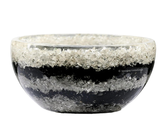Amazing Gemstone - 2" Orgonite Black Tourmaline & Clear Quartz Crystal Bowl for Meditation, Crystals and Healing Stones Gift and Protection