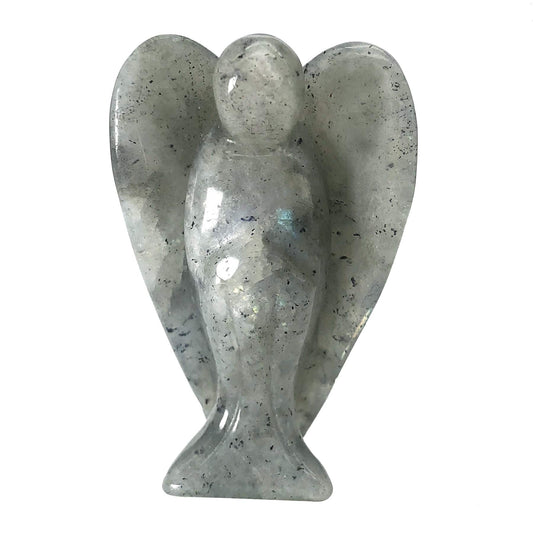 favoramulet 2 Inches Moonstone Crystal Pray Guardian Angel Statue, Carved Healing Peace Angel with Wing Figurine Pocket Stone