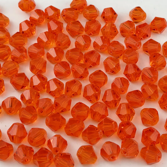 YUEXIGO 200pcs 6mm Bicone Glass Crystal Beads for Jewelry Making, Faceted Bicone Glass Spacer Beads for Bracelet Earring Necklace DIY Craft(Orange)