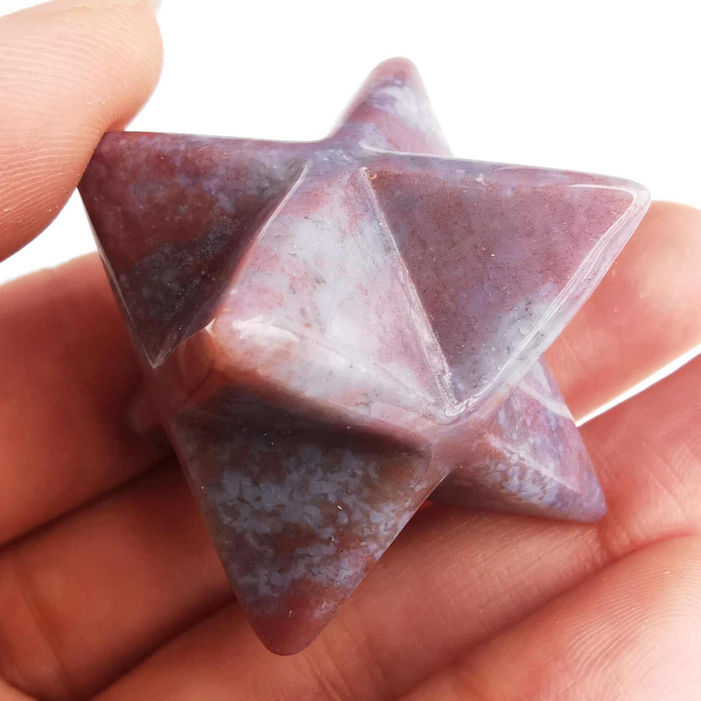 Loveliome Natural India Agate Merkaba Crystal Protection Sacred Meditation Energy Generator Healing Chakra Six-Pointed Star 1 Inch