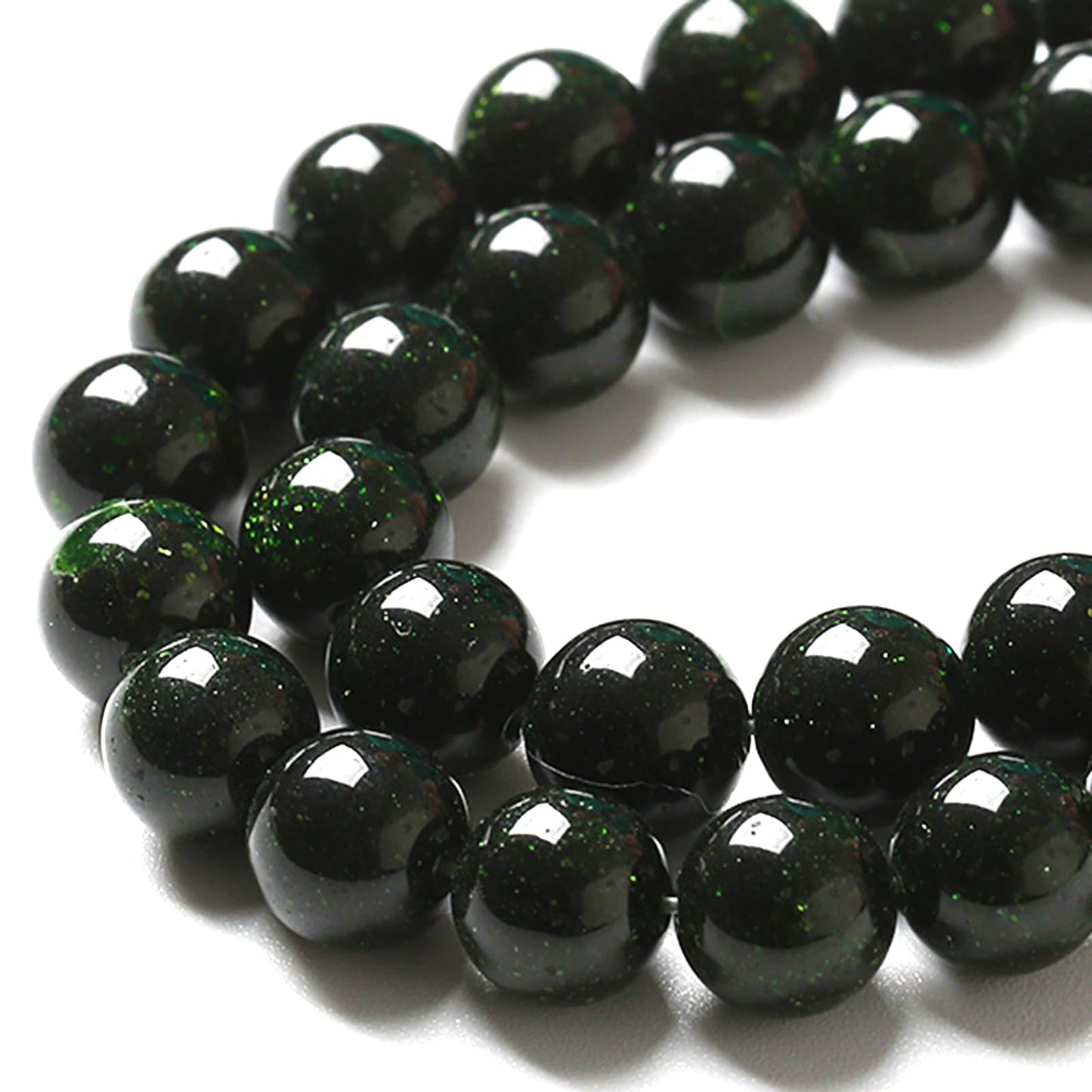 8MM 90pcs Natural Green Sandstone Energy Healing Beads Round Loose Beads for Jewelry Making Bracelet 2 Strands 32"