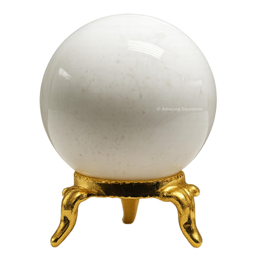 Amazing Gemstone Snow Quartz Crystal Ball with Stand - 2 Inches Crystal Sphere Meditation Balls for Witchcraft and Decorative Balls