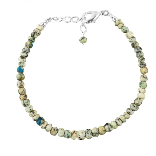 CRYSTALINES Natural K2 Jasper Gemstones Beads Dainty Bracelets, Handmade, Beaded Crystals Jewelry, Women Bracelet, Jasper Stones, Silver Plated, Adjustable Chain-7+1inch, AAA Grade