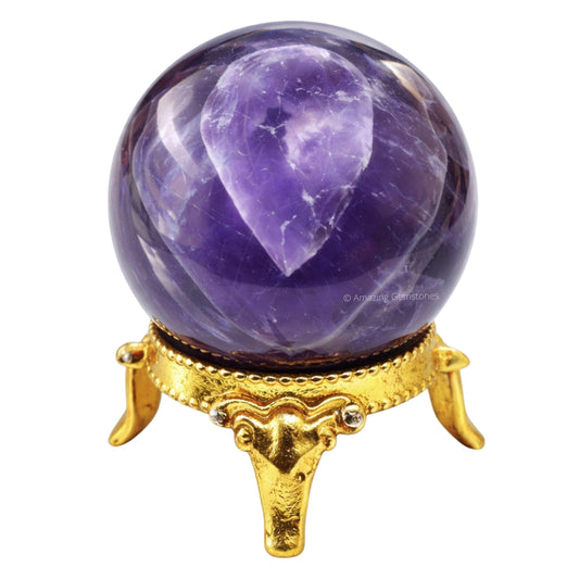 Amazing Gemstone Amethyst Chevron Crystal Ball with Stand - 2" Inches Crystal Sphere Meditation Balls for Witchcraft and Decorative Balls