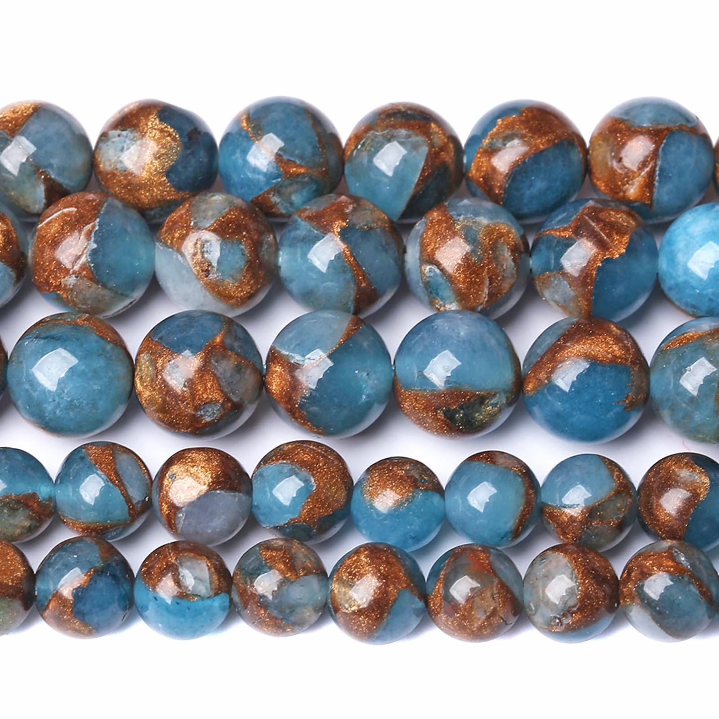 90PCS 8MM Lake Blue Cloisonne Craft Spacer Loose Beads for Jewelry Making DIY Bracelet