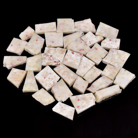Natural Cinnabar Raw Slice Gemstone- Healing Crystals for DIY Jewelry Making -Loose Natural Cabochon -Perfect for Crafting Unique Jewelry Designs (5 pcs, 25-35 mm)