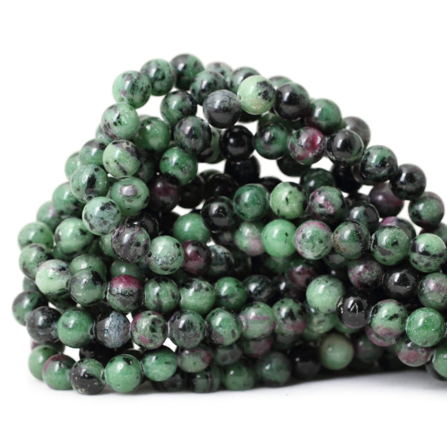 CHEAVIAN 45PCS 8mm Natural Ruby Zoisite Jasper Gemstone Round Loose Beads for Jewelry Making 1 Strand 15"