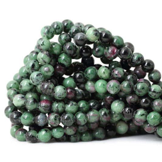 CHEAVIAN 45PCS 8mm Natural Ruby Zoisite Jasper Gemstone Round Loose Beads for Jewelry Making 1 Strand 15"