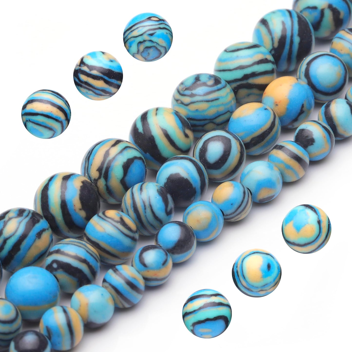 Youngbling Natural Gemstone Beads for Jewelry Making,8mm Blue Malachite Polished Round Smooth Stone Beads for Bracelet Necklace 15 Inch(Blue Malachite,8mm)