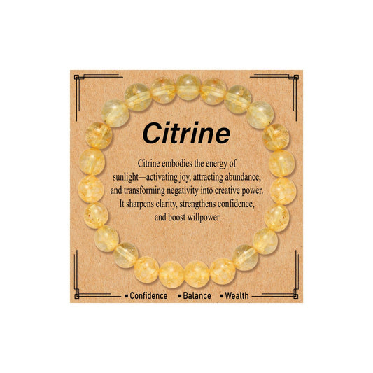 Kenailw Citrine Crystal Beaded Bracelet for Women Gemstone Bracelet Natural Stone Jewellery Gifts for Her Mum Daughter Birthday Gifts