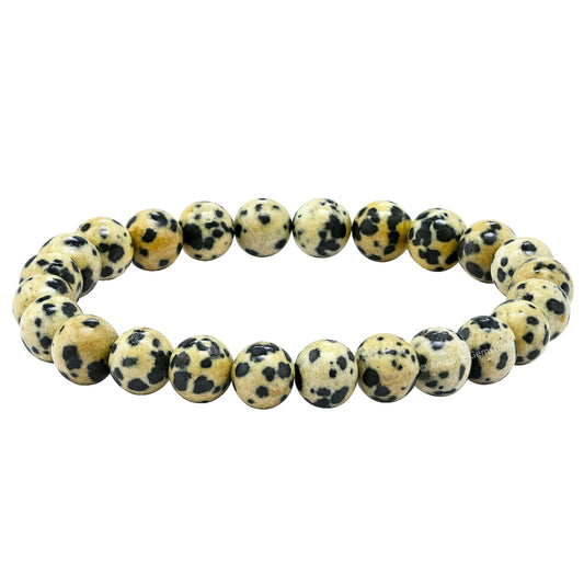 Amazing Gemstone Crystal Bracelet for Women Men's Gifts - Protection Healing Crystal Bracelet - 8mm Gemstone Beaded Stretchable Bracelet Pulseras Para Hombres Mujer Stocking Stuffers Mothers Day Gift (Dalmatian Jasper)