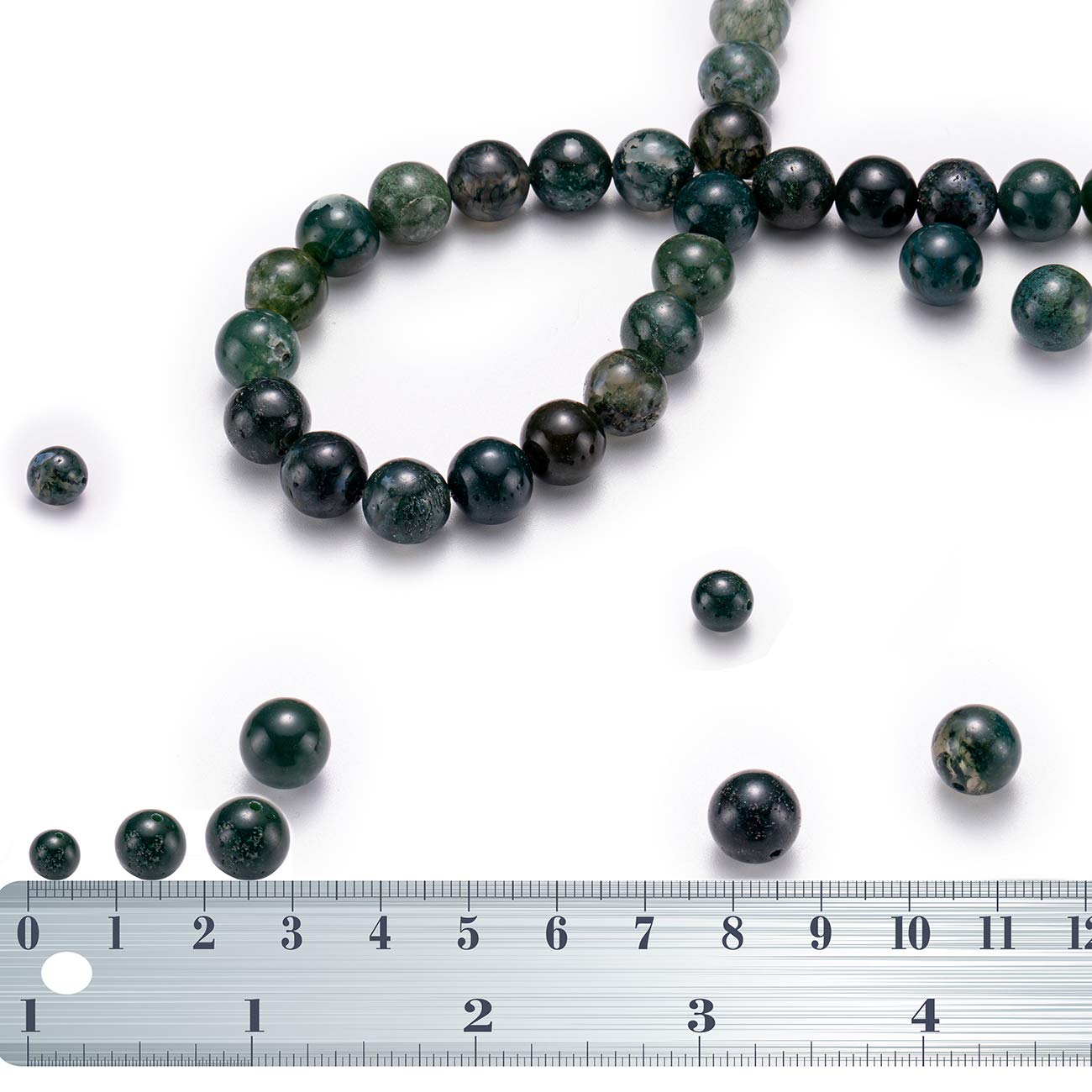 BEADIA Natural Moss Agate Stone Round Loose Semi Gemstone Beads for Jewelry Making 10MM 38PCS