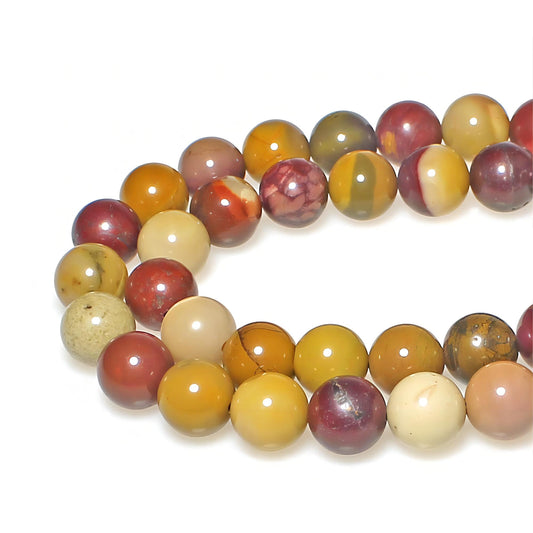 MJDCB Natural Stone Beads Moonkaite Jasper Egg Huangshi Round Loose Beads for Jewelry Making DIY Bracelet Necklace (12mm)