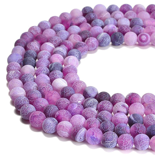 jodaying 10mm Froasted Purple Agate Round Natural Gematone Loose Beads for Jewelry Making DIY 1 Strand 15"