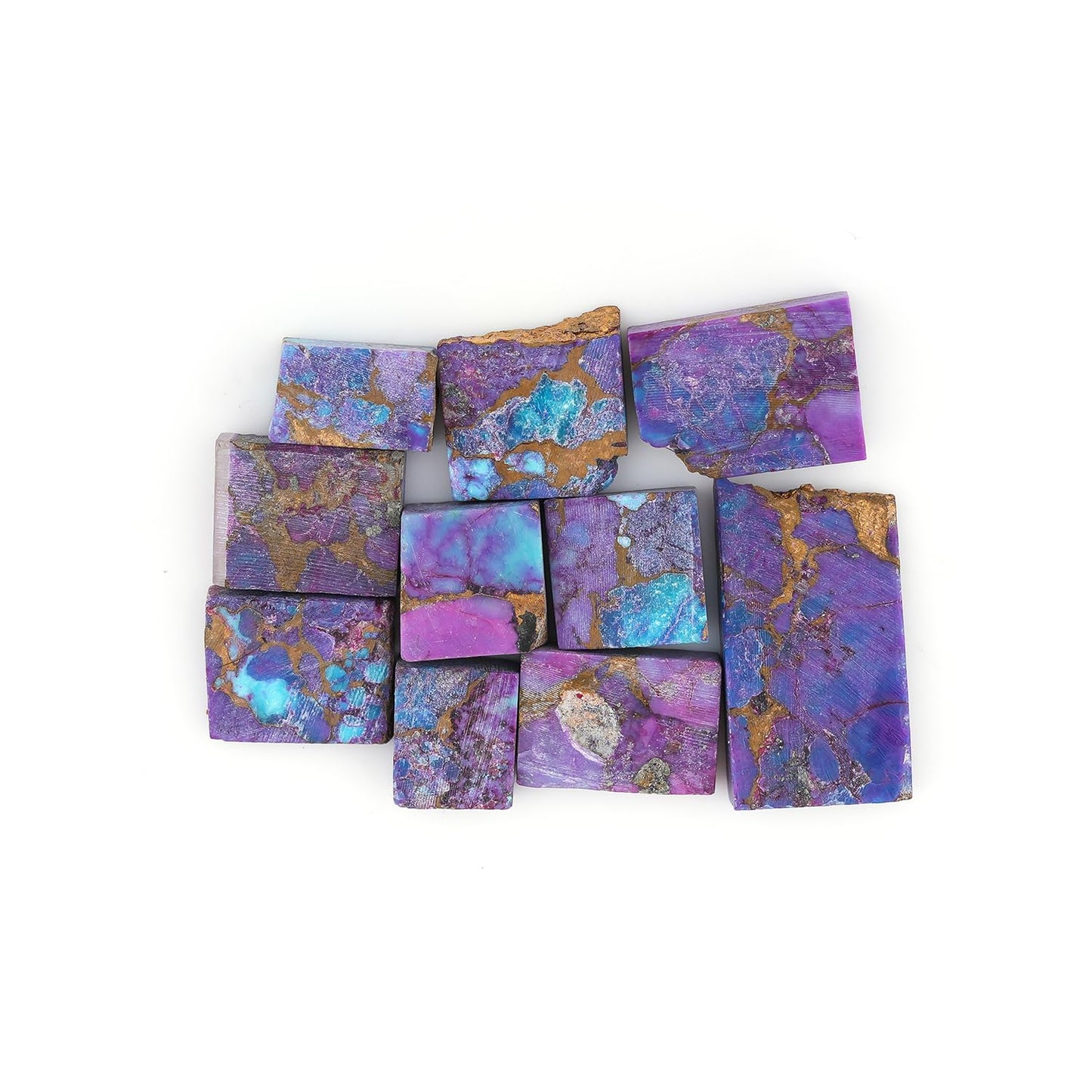 ColouredRocks (10pcs) PURPLE TURQUOISE (6-10 mm size) Raw Crystals, Raw Stones, Rough Gemstones, Jewelry Making Supply, Cabbing, Polishing, Cutting, DIY, Crafts
