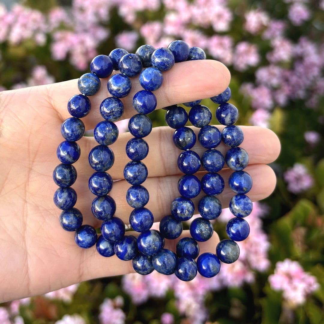 Adabele 1pc Real Natural Blue Lapis Lazuli Gemstone Beaded Bracelet 8 inch Stretch Chakra Healing Crystal Stone Jewelry Women Mom Gift GB8-C20