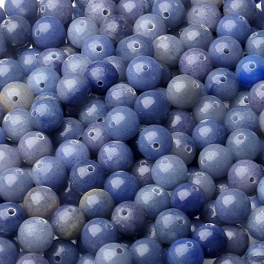 LAIDANLA Blue Aventurine 8mm Natural Stone Beads Round Loose Gemstone Stone Beads for DIY Bracelet Necklace Earrings Jewelry Making Polishing Genuine Real Beading Crystal 96PCS 2 Strand 32"