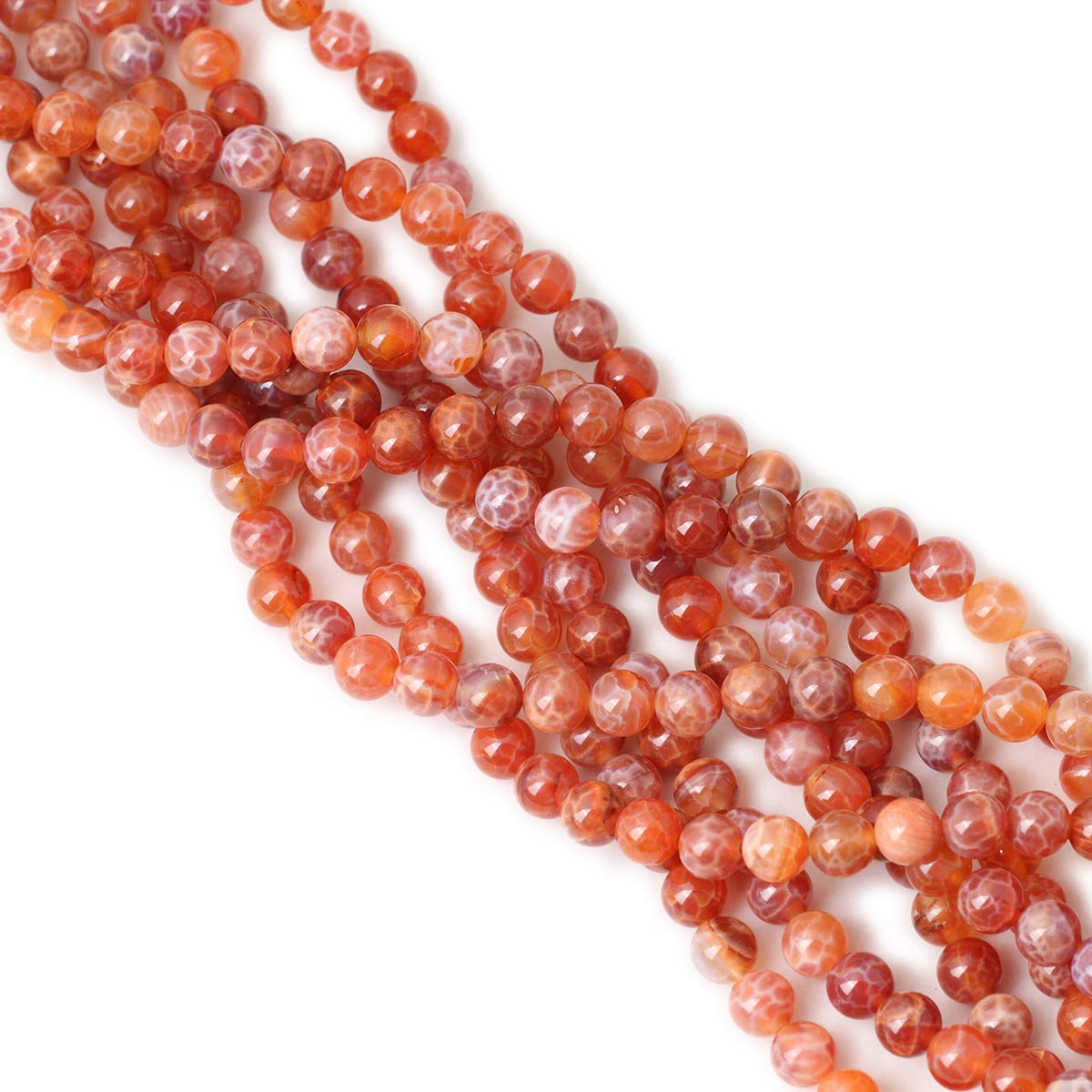 CHEAVIAN 45PCS 8mm Natural Red Dragon Vein Agate Round Loose Beads for Jewelry Making 1 Strand 15 inch