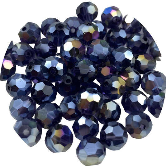 Xinhongo Crystal Glass Beads 50 Pieces 10mm Round Faceted Glass Spacer Beads for Jewelry Making Bracelet Earring Necklace DIY Craft Supplies(Violet AB)