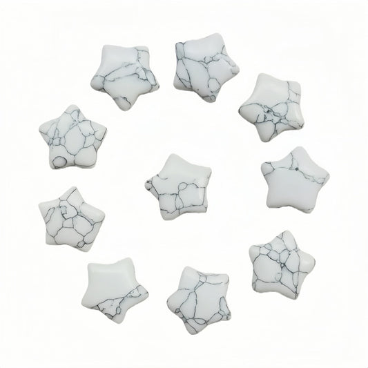 Sunshcat Synthetic White Howlite Turquoise 10Pcs Star Shaped Thumb Crystals and Healing Stone,0.6" Haped DIY Jewelry Pendant ﻿