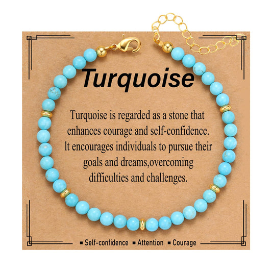 Kenailw Turquoise Bracelet for Women Turquoise Jewelry Bead Natural Stone Bracelet Best Friend Daughter Birthday Valentines Gifts