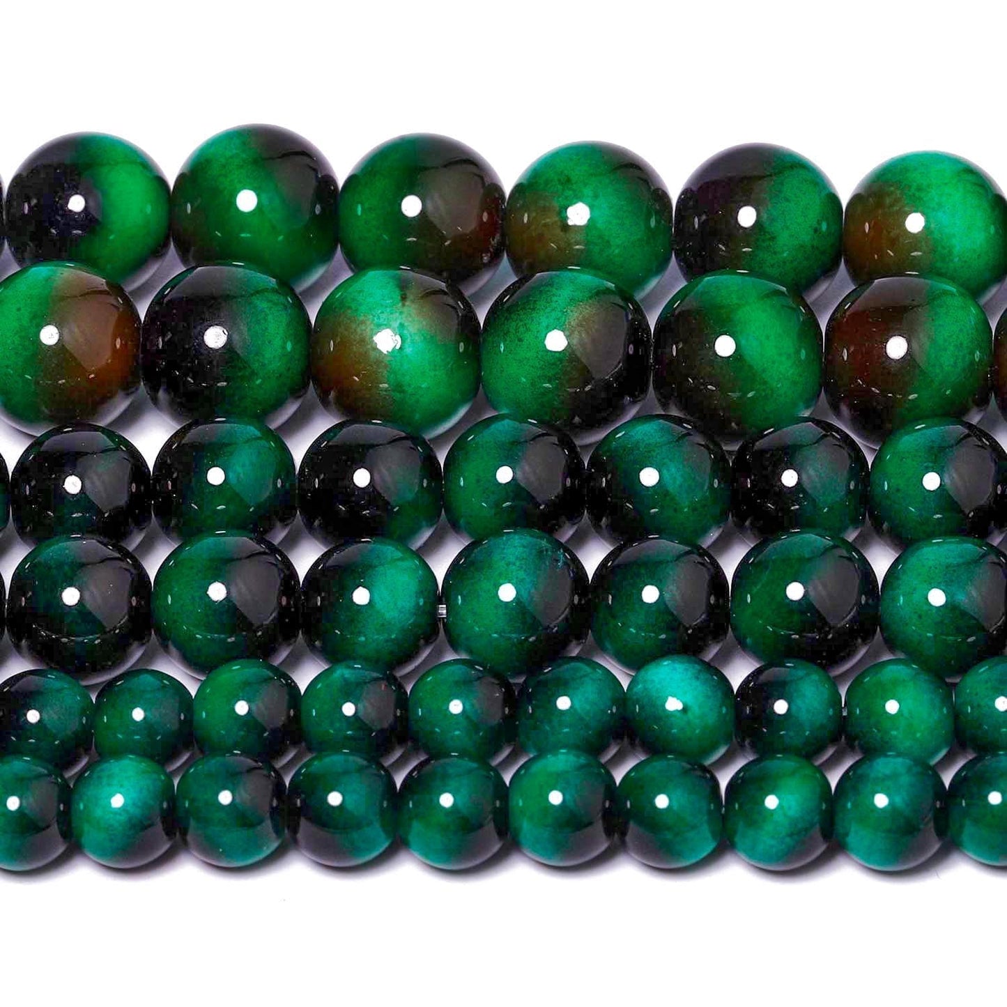 Song Xi 60PCS 6mm Green Tiger Eye Gemstone Beads for Jewelry Making, Round Smooth Glass Beads for DIY Bracelet Necklace Earring Keychain, Arts and Crafts, for St. Patrick's Day Wedding Birthday