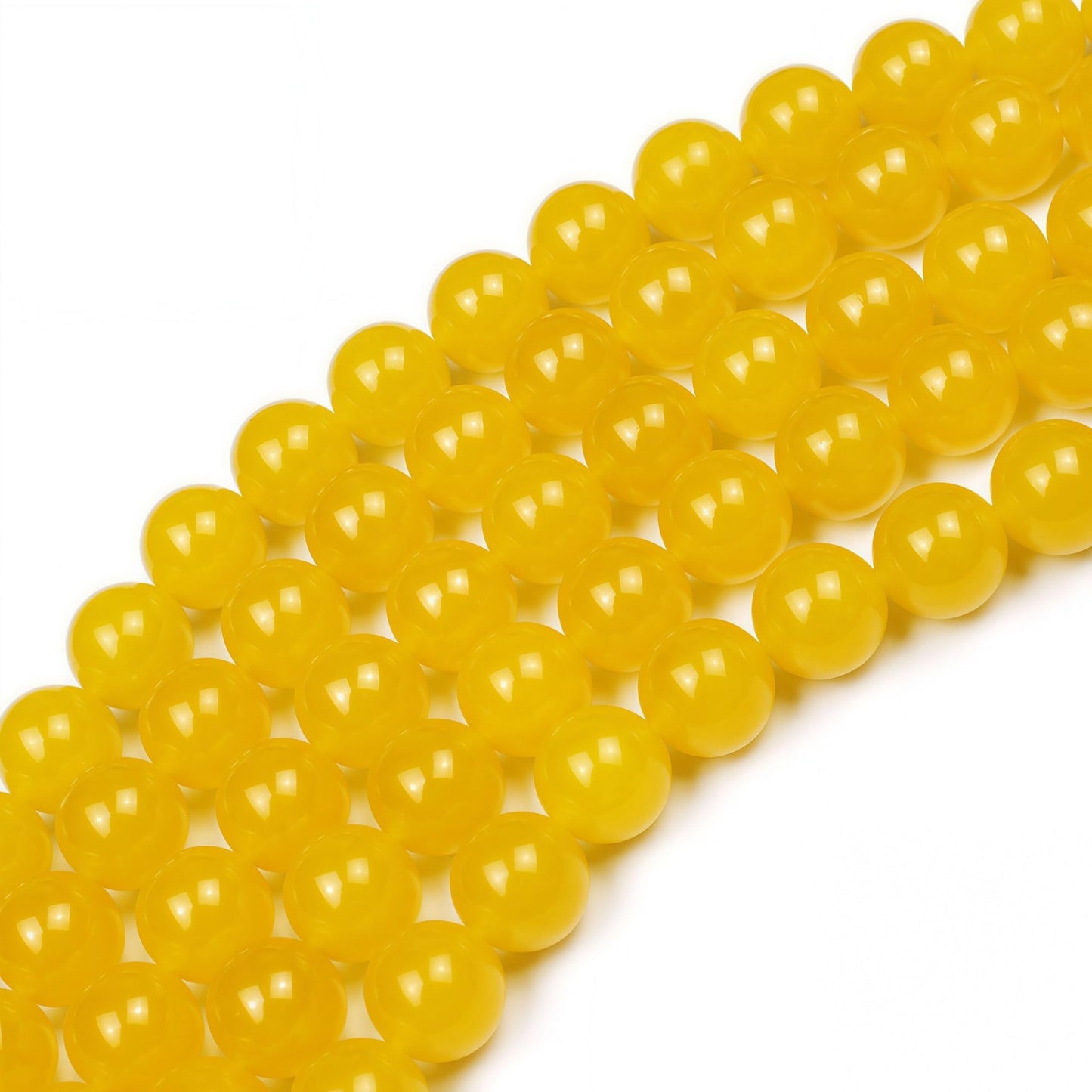 MJDCB Natural Yellow Jade Round Loose Beads for Jewelry Making DIY Bracelet Necklace (12mm)