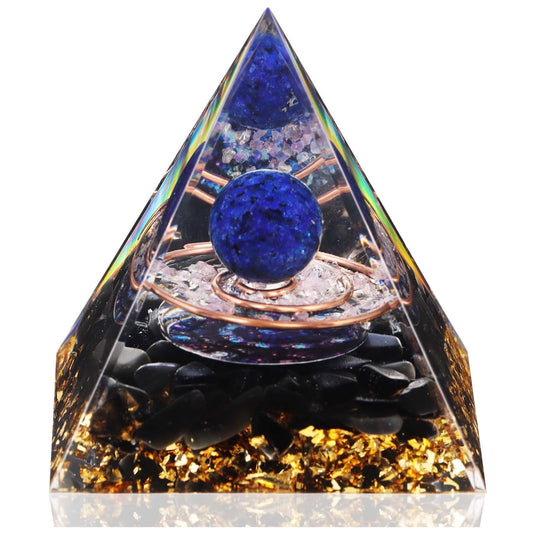 Crystal Pyramid, Lapis Lazuli & Obsidian Healing Crystal Pyramid Porstive Energy Generator, Natural Crystals Energy Pyramid for Attract Wealth Success and Lucky