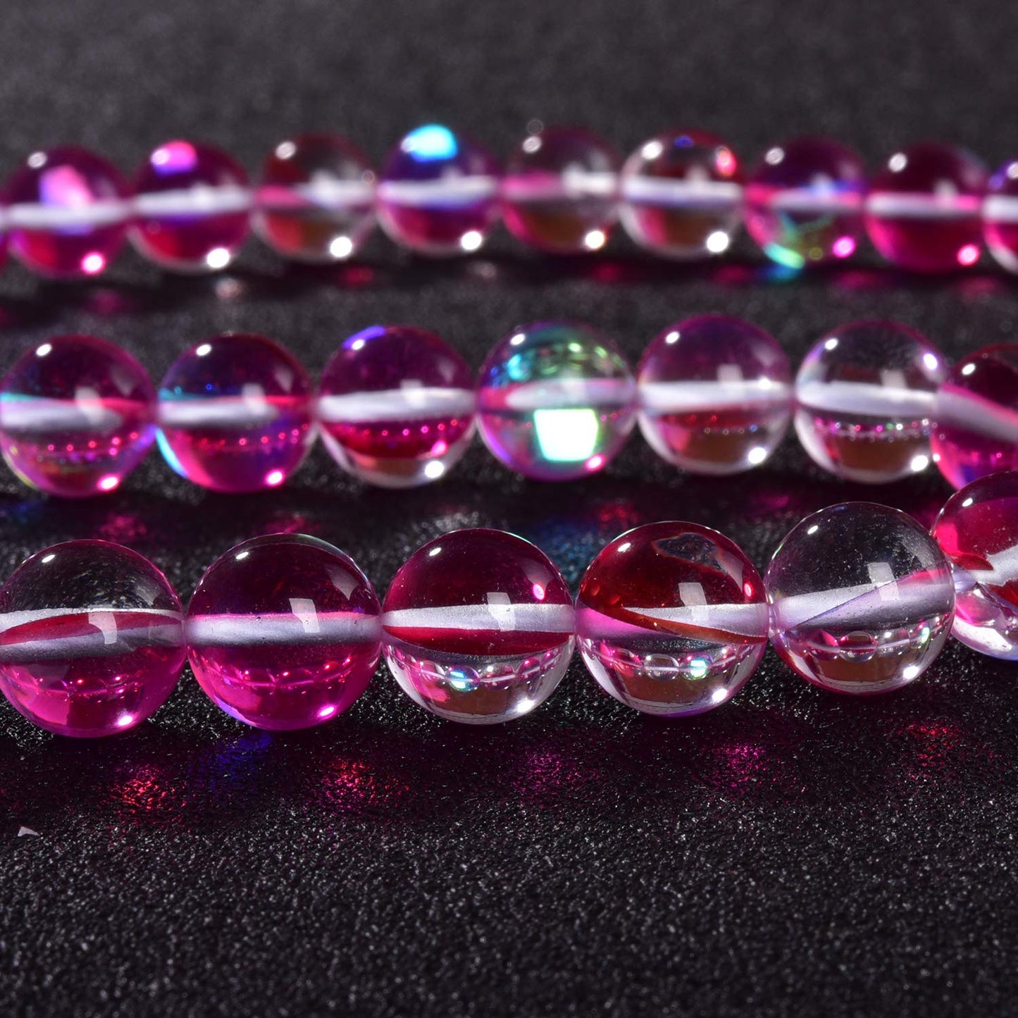 6mm Smooth Angel Aura Quartz Beads Round Polished Red Mermaid Gemstone Beads for DIY Jewelry Making 15" a Strand (Red,6mm)