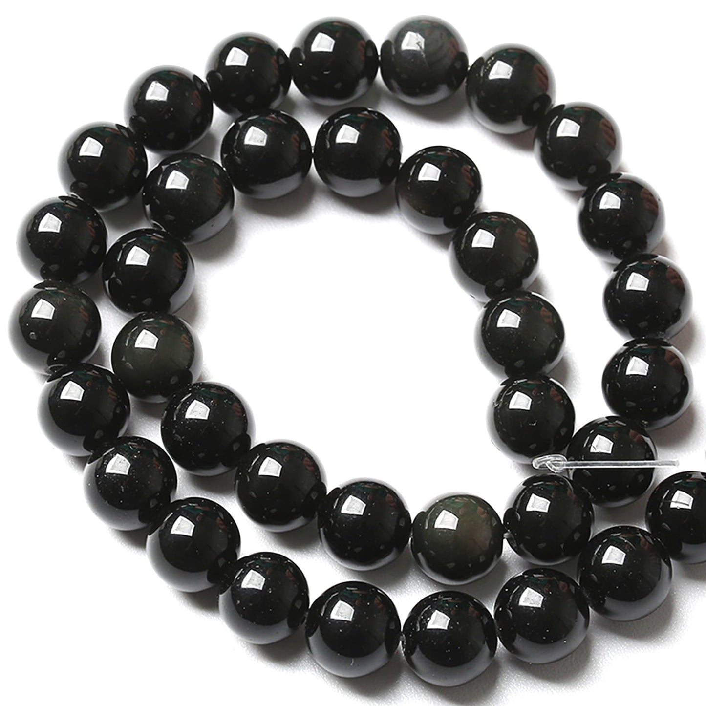 4MM 180pcs Natural Black Obsidian Stone Energy Healing Beads Round Loose Beads for Jewelry Making Bracelet 2 Strands 32"