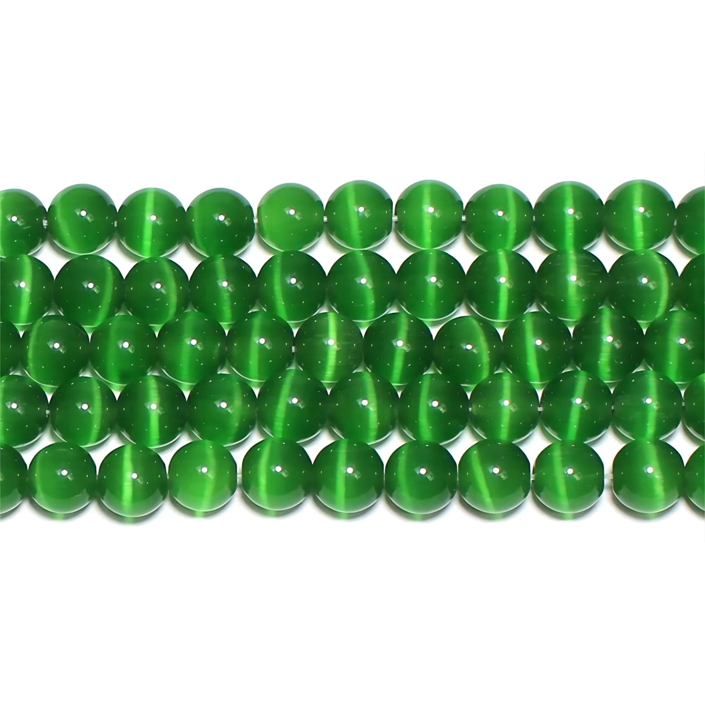 MJDCB 45pcs Dark Green Cat Eye Stone Beads 8mm Round Crystal Loose Bead for Jewelry Making DIY Bracelets Necklace Accessories