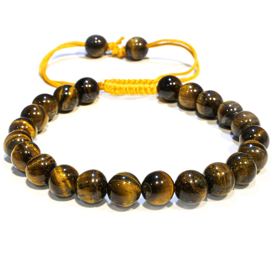 ANAYA AGATE Healing Crystal Bracelet – Chic Gemstone Bracelet for Men and Women – 8mm Round Bead Bracelets for Spiritual Healing, Protection, Positive Energy - Tiger Eye