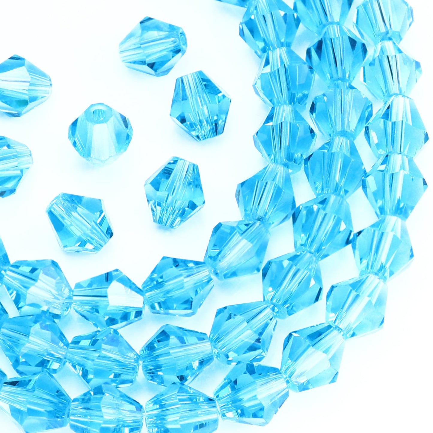 Dowarm 100PCS 8MM Bicone Beads, Crystal Glass Beads for Jewelry Making, Crafts, DIY Bracelet, Necklace, Dolls, Faceted Spacer Beads, Aquamarine