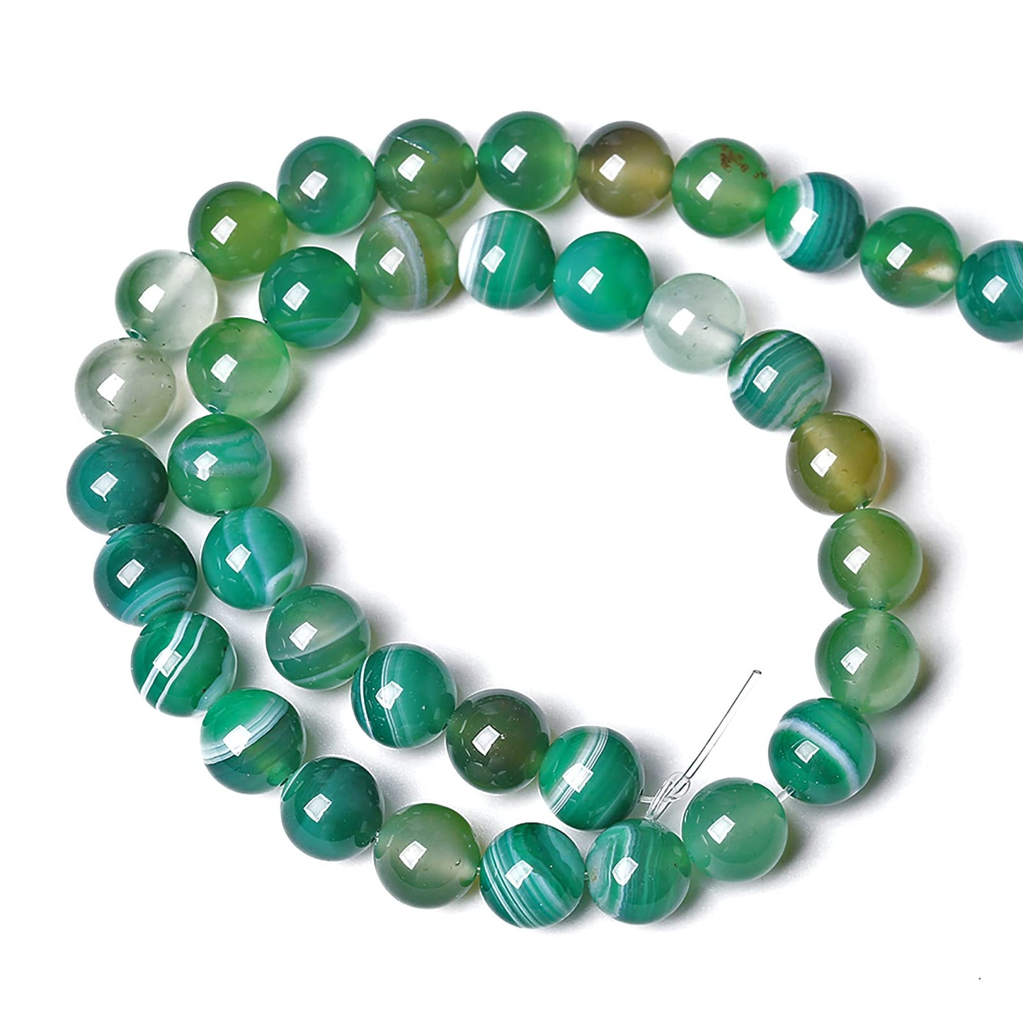 6MM 60PCS Natural Stone Green Agate Onyx Loose Beads for Jewelry Making DIY Bracelet Necklace